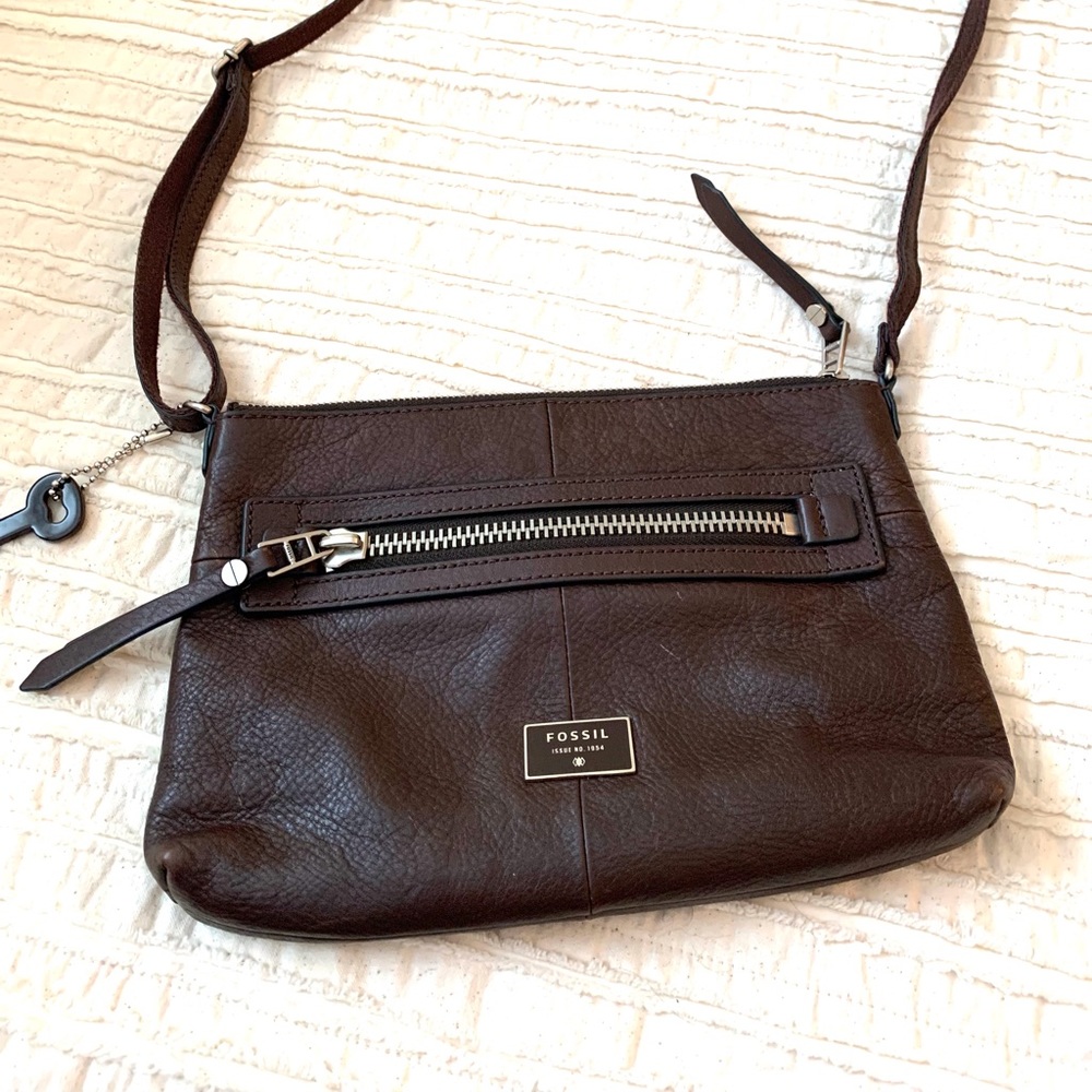 Fossil Brown Leather Crossbody